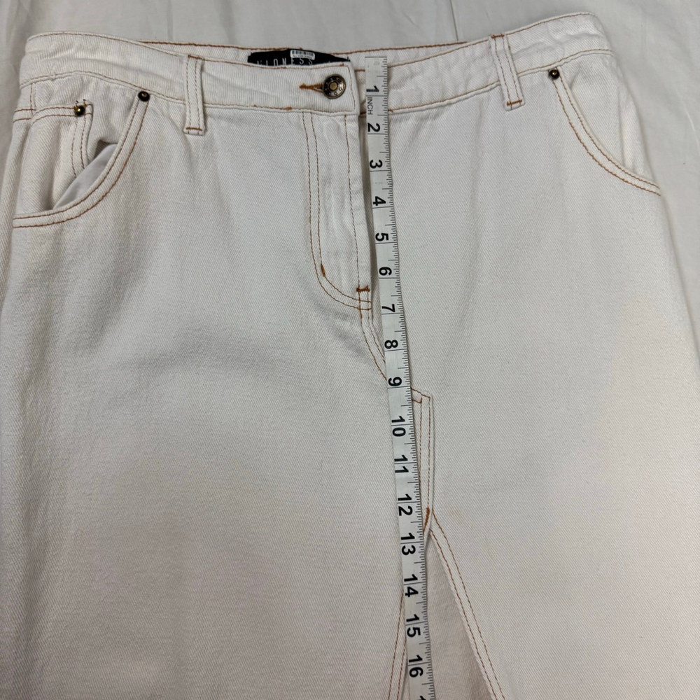 Lioness Barbie Split Cream White Denim Maxi Skirt Women's L - Picture 10 of 10